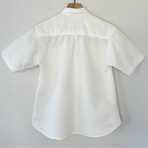 Vintage Gitano Ma 100% Cotton/Ramie Short Sleeve Button Up Sz S White Classic - Picture 4 of 9
